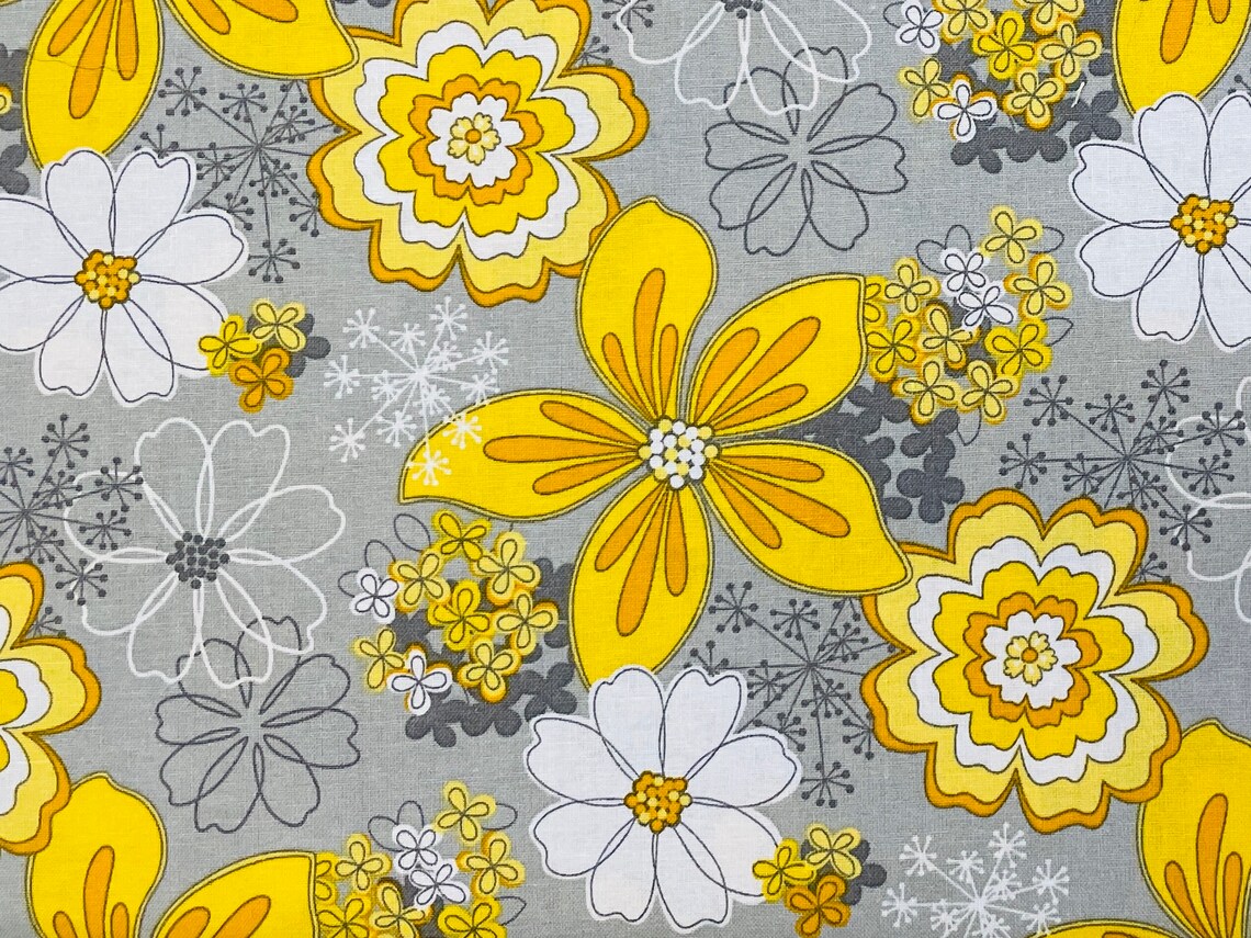 $5/yard  $35/8 yard BOLT Gray with Yellow & White Flowers