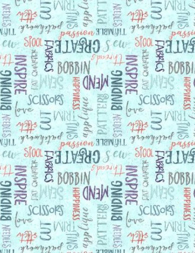 Wilmington Sew Be It Words Teal 32097