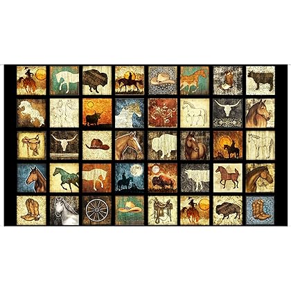 QT Fabrics Unbridled Western Block Picture Patches Panel