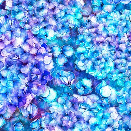 QT Fabrics Blossom Hydrangeas Blue and Lavender 1649-28843-B