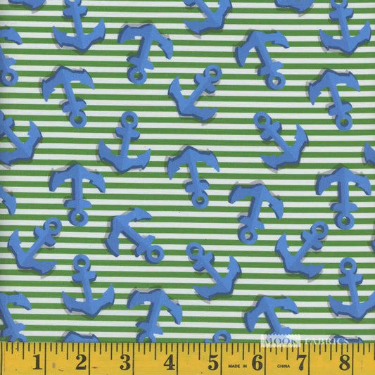 Mook Stripes and Anchors Green 114751