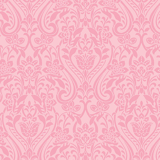 Benartex Hummingbirds and Honeysuckle Traditions Damask Medium Rose 13216-20