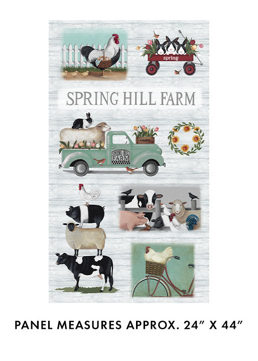 Benartex Spring Hill Farm Panel Grey Multi