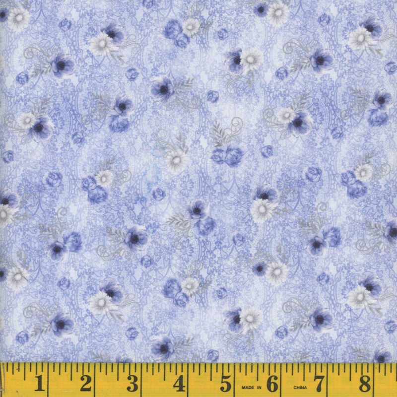 Mook Cheyenne Dusty Blue Flowers 117003