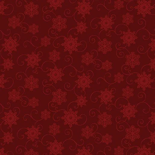 Benartex Joy of the Season Snowflakes Dark Red 13099-19