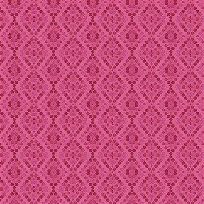 Clothworks Painted Patchwork Geo Tonal Fuchsia