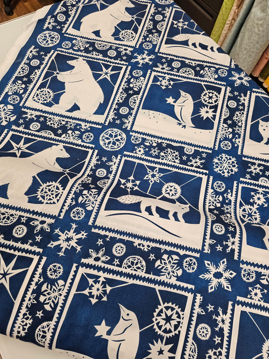 In The Beginning Snowy Christmas Blue Paper Cuts Panel
