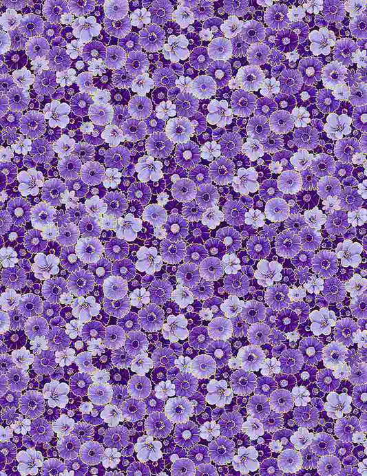 Timeless Treasures Fleur Utopia Small Packed Flowers Purple CM1024