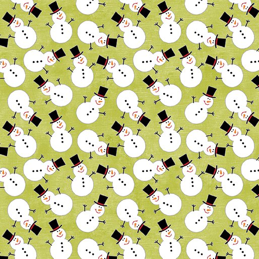 Benartex A Cozy Winter Winter Snowman Lime 13154P-40