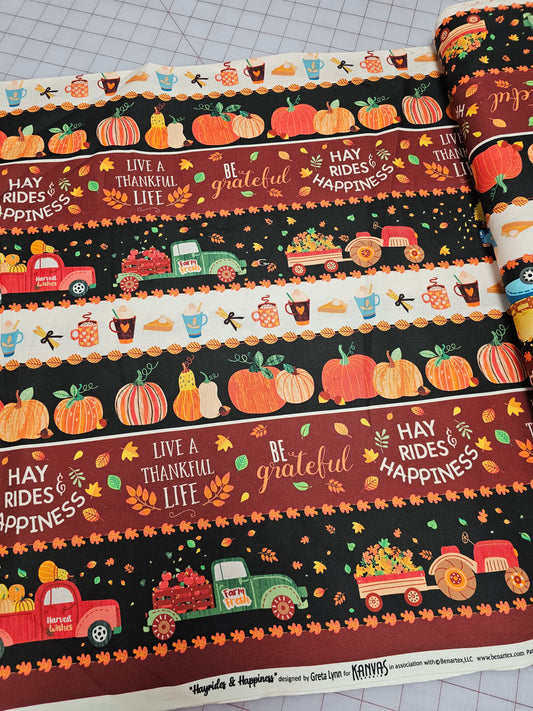 Benartex Hayrides & Happiness Autumn Stripe Multi 12700-99