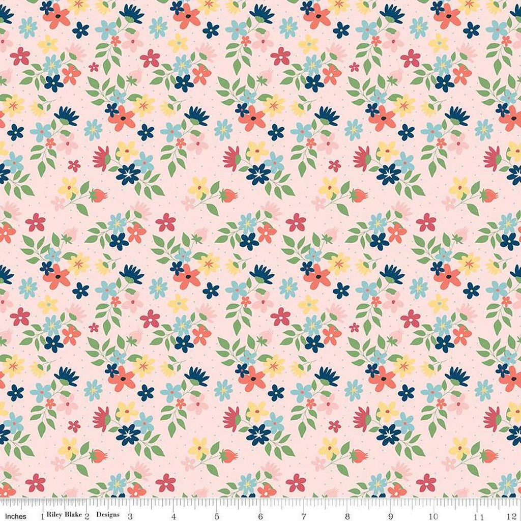 Riley Blake Sew Much Fun Floral C12456 Pink