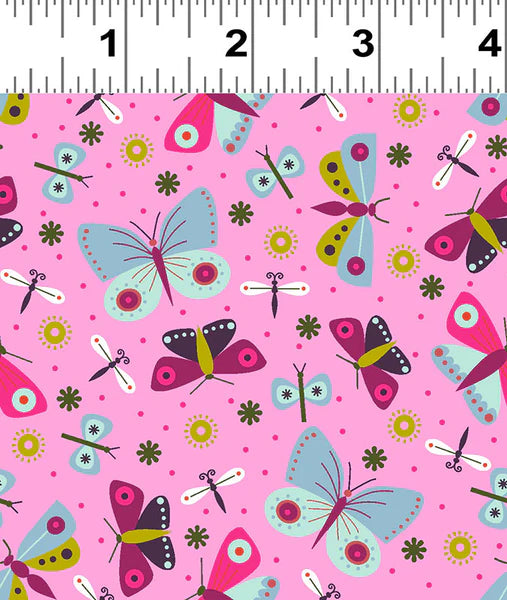 Clothworks Summer Sampler Butterflies Pink Y2991-42