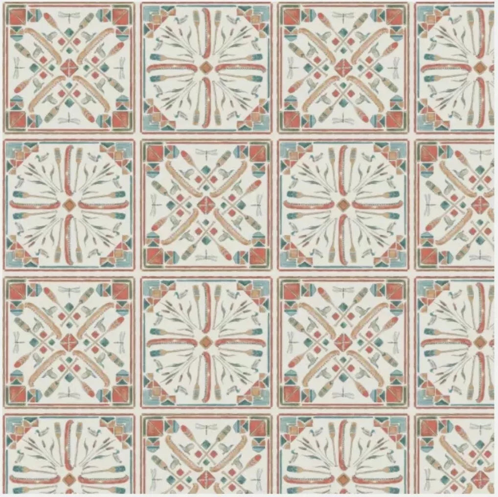 Canoe Tiles Cream  (1 yard PRE-CUT)