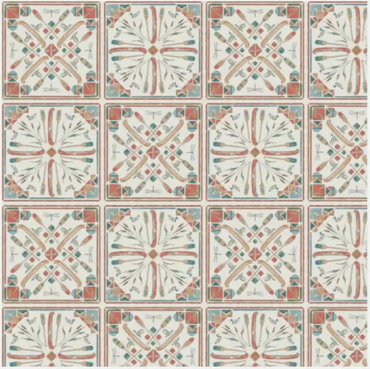 Canoe Tiles Cream  (1 yard PRE-CUT)