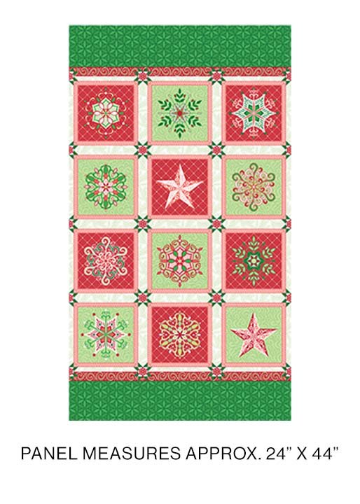 Benartex Holiday Jewels Snowflake Panel Multi