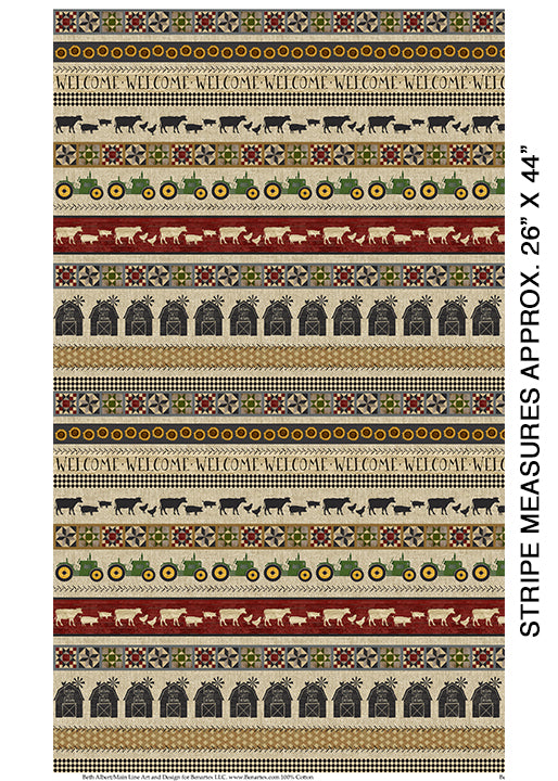 Benartex Quilt Barn Stripe Multi 10189-99