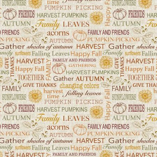 Benartex Harvest Farm Rustic Autumn Sentiments 13050-71