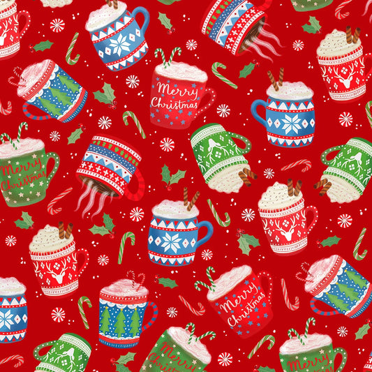 P&B Textiles Christmas Miniatures II Christmas Mugs Red 04724