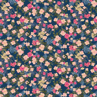 Clothworks Daydreams Packed Floral Light Navy