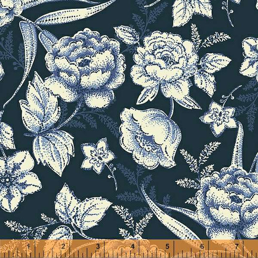 Windham Marlais Pointillist Bouquets, Indigo 53223-1