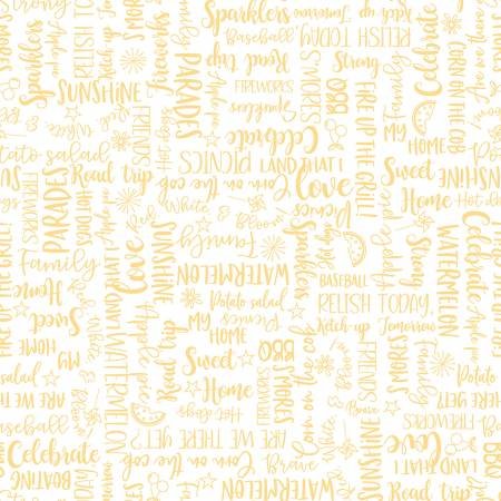 Maywood Studio Red White And Bloom Wordy Words Yellow MAS9907-S