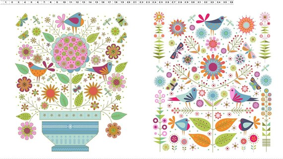 Clothworks Summer Sampler Panel White