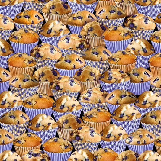 Benartex Blueberry Hill Stacked Blueberry Muffins Multi 12642-99