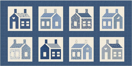 P&B Textiles One Room School House Panel Blue