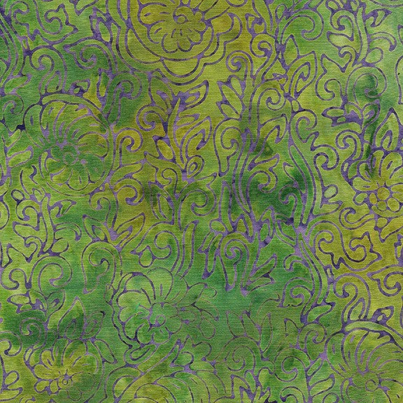 Island Batik Nautilus Vine Fairway Mystery 522004665 Green and Purple