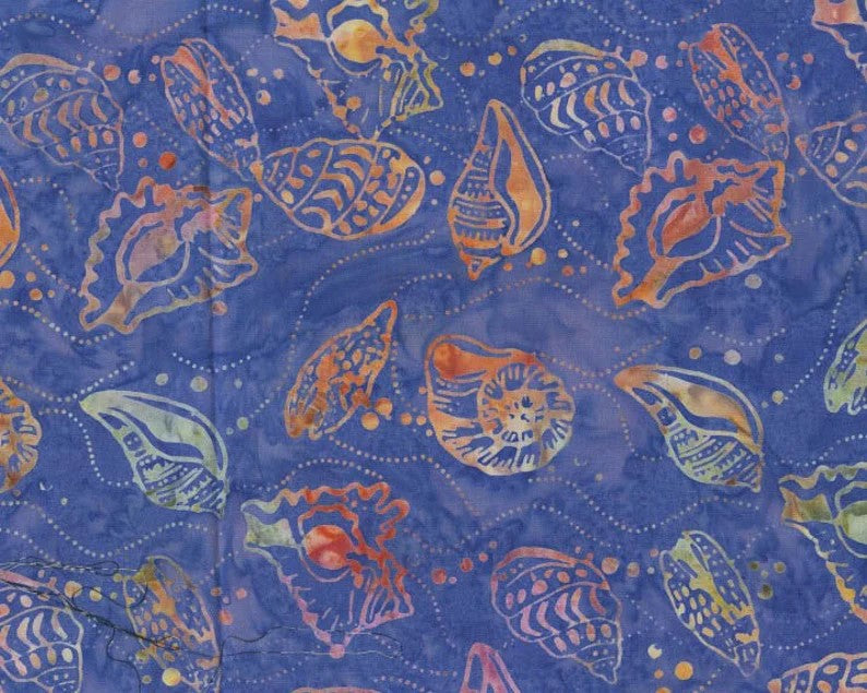 Benartex Batik Bali Hawaii Sea Shells Violet