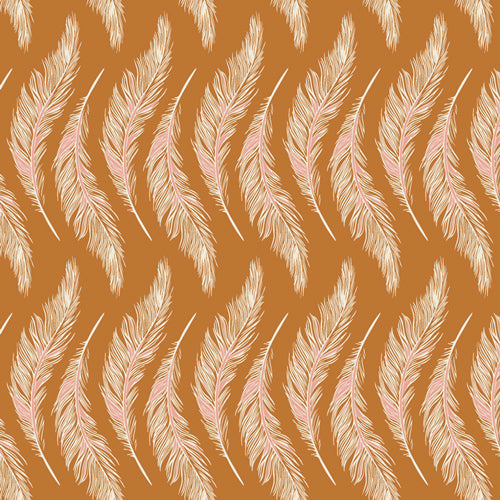 Art Gallery Fabrics Homebody Presently Plumes Gold HMB-34955