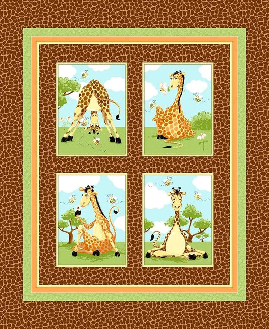 Clothworks Susybee Zoe The Giraffe Nursery 36" Panel