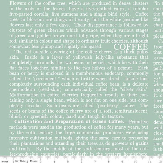 Riley Blake Coffee Chalk Text C11039 Aqua