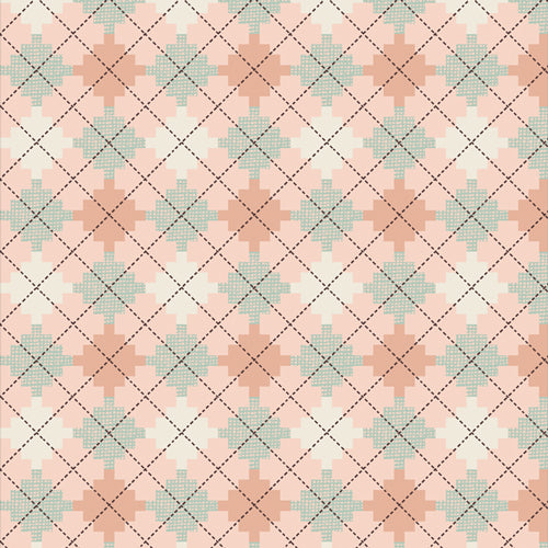 Art Gallery Fabrics Bookish Argyle Jumper Pink/Mint BKS-63511