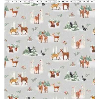 Clothworks Enchanted Woodland Toile Light Taupe Y3260-61