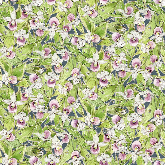 Clothworks Quilt Minnesota Lady's Slipper Dark Slate Y3834-142