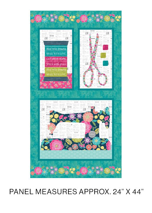 Benartex Bloom Sew Bloom Panel Turquoise/Multi