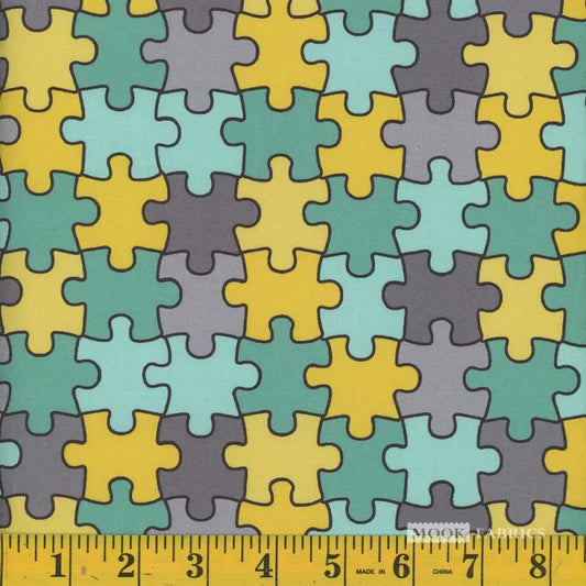 Mook Puzzle Design 112791 Teal/Yellow/ Grey
