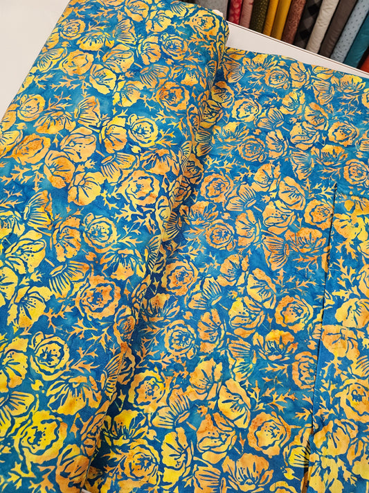 Batik Yellow/Blue Flowers