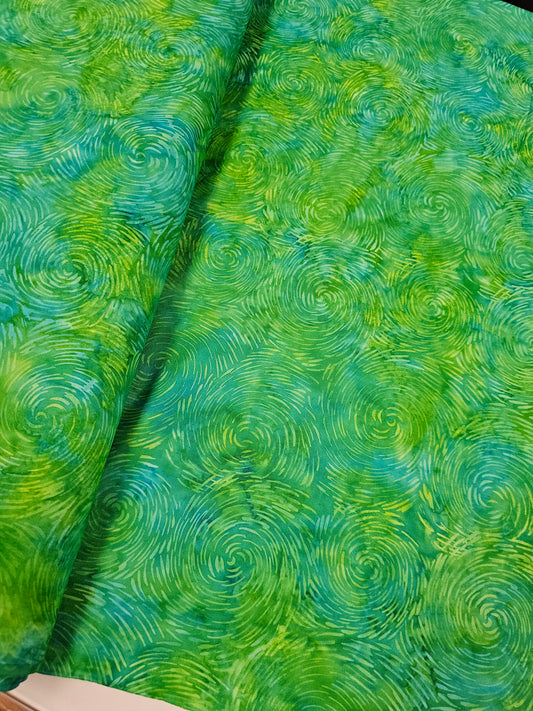 Batik Green Lime Green Swirls