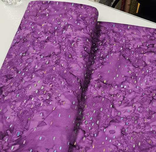 Batik Bright Purple with Colorful Dashes