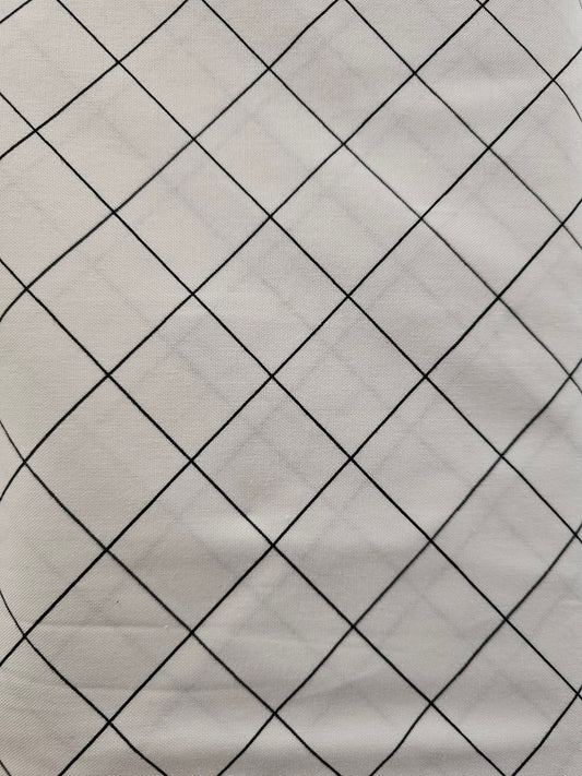 QT Fabrics Alphabet Soup Diagonal Grid on White