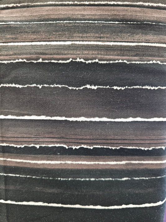 Benartex Heartscapes Stripe Aholic Black Brown White