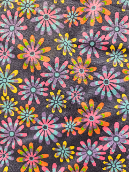 Multi Colored Flowers on Navy