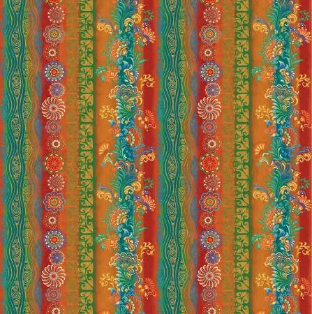 Benartex Mythical Mermaids Oceanic Stripe Orange 13288