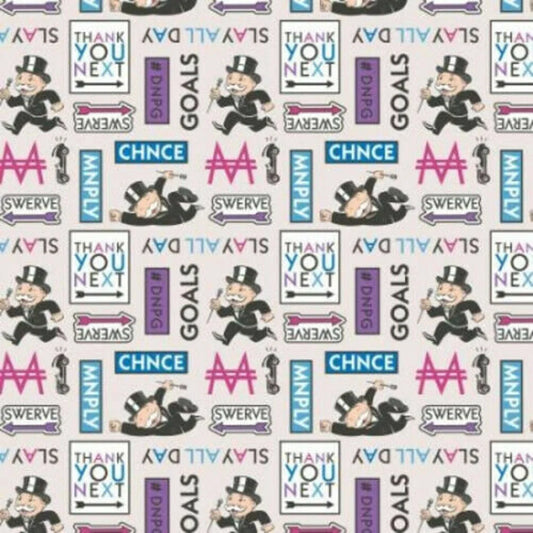 Camelot Fabrics Monopoly Take A Chance Tossed Monopoly Expressions 95070210 Pink