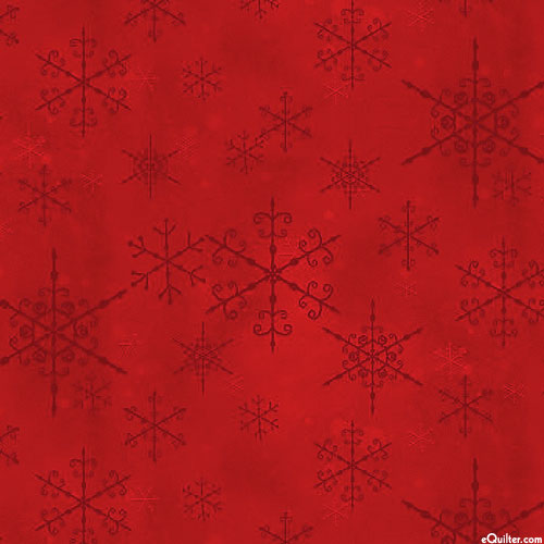 P&B Textiles Gnome's Home Tree Farm Snowflakes Scarlet 04709