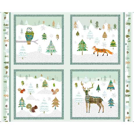 QT Fabrics Winter Picture Patches Woodland Winter Panel