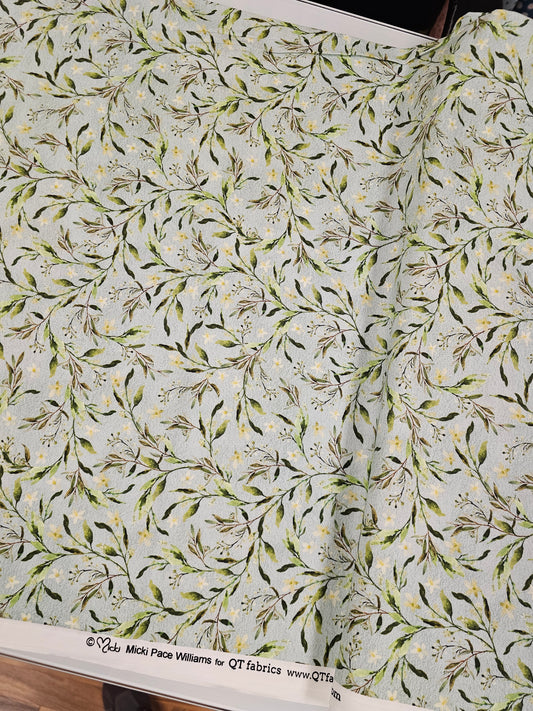 QT Fabrics Love Never Fails Sprigs Green By Micki Pace Williams