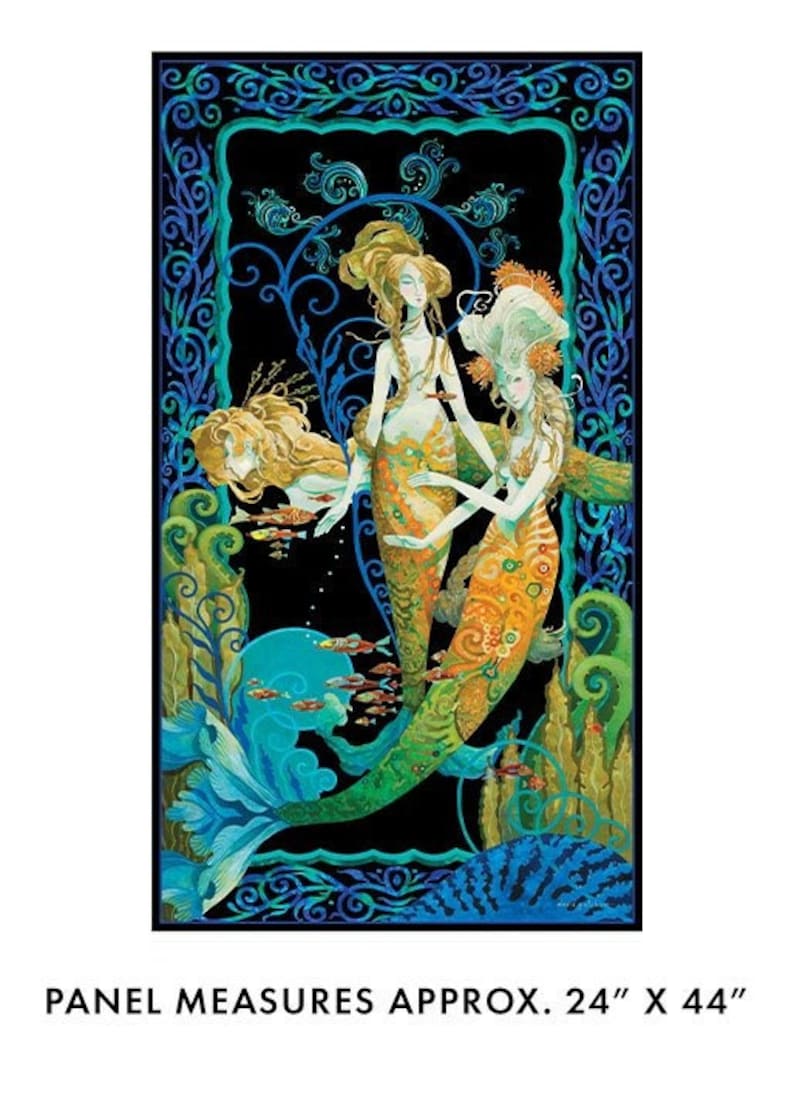 Benartex Atlantis Mythical Mermaids Panel Blue